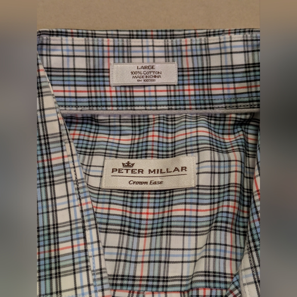 Peter Millar Plaid Button Down Size L - image 4